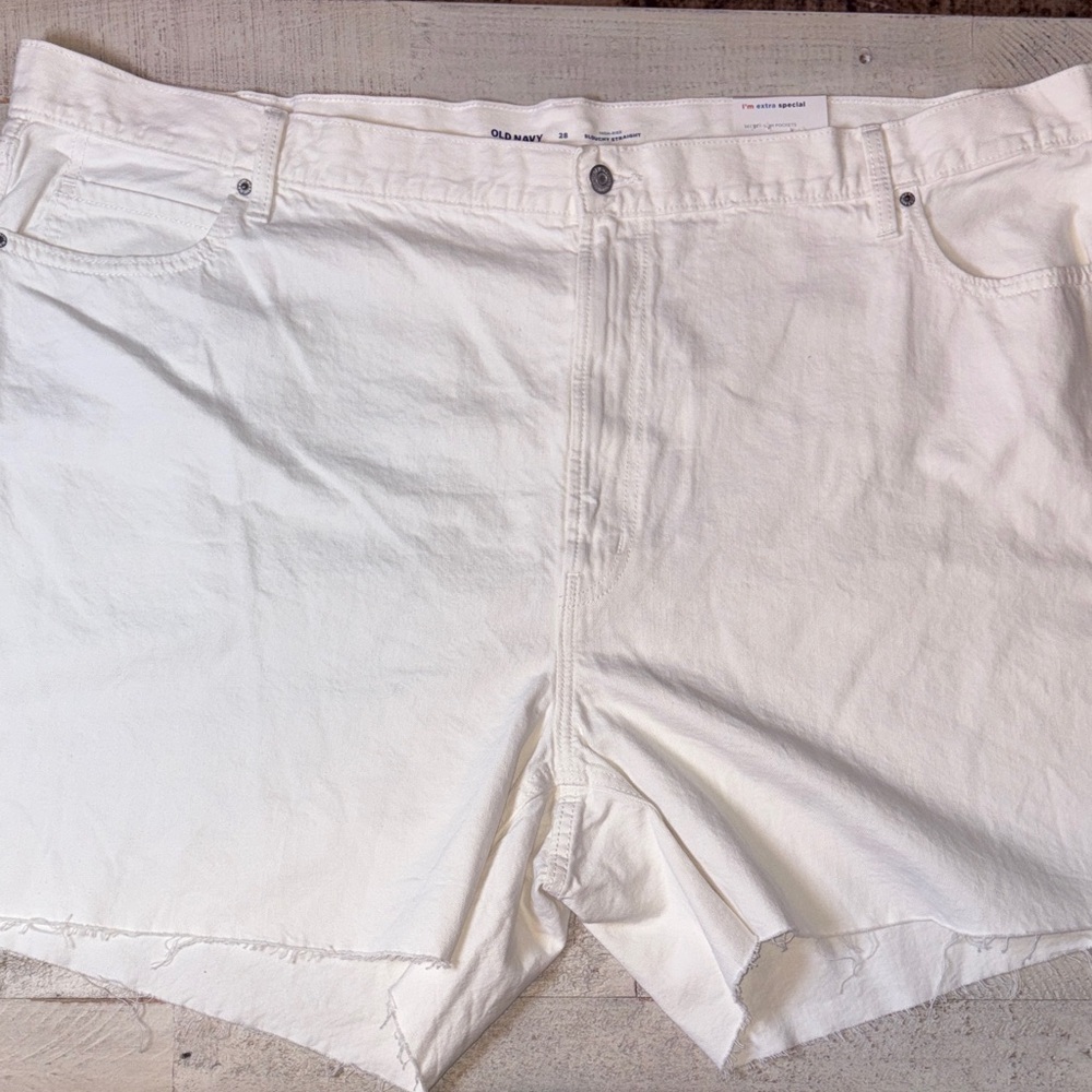 Old Navy Shorts Denim High-Rise Slouchy White Straight Women's Size: 28 New